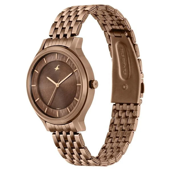 Fastrack Crush Quartz Analog Brown Dial Stainless Steel Strap Watch for Girls NT6292qm01 - KRISHNA WATCH COMPANY
