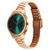 Fastrack Stunners Quartz Analog Green Dial Rose Gold Metal Strap Watch For Girls - NT6296WM02