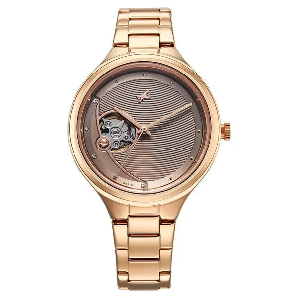 Fastrack Automatic Rose Gold Dial Metal Strap Watch For Girls 6310WM01 - KRISHNA WATCH COMPANY