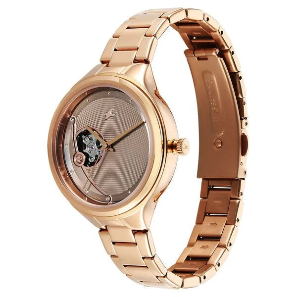 Fastrack Automatic Rose Gold Dial Metal Strap Watch For Girls 6310WM01 - KRISHNA WATCH COMPANY