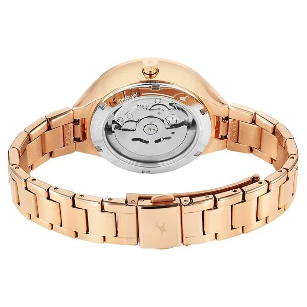 Fastrack Automatic Rose Gold Dial Metal Strap Watch For Girls 6310WM01 - KRISHNA WATCH COMPANY