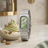 Fastrack Gelato silver analog bracelet watch with Matcha Green dial for Girls - 6328SM01
