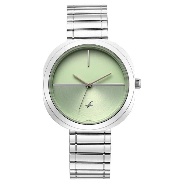 Fastrack 9 to Fine Analog with Green Dial Metal Strap Watch for Girls - 6330SM01