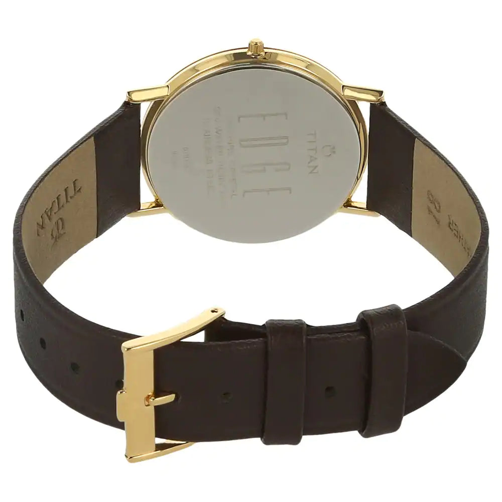 Titan Edge White Dial Brown Leather Strap Watch 679YL01 - KRISHNA WATCH COMPANY