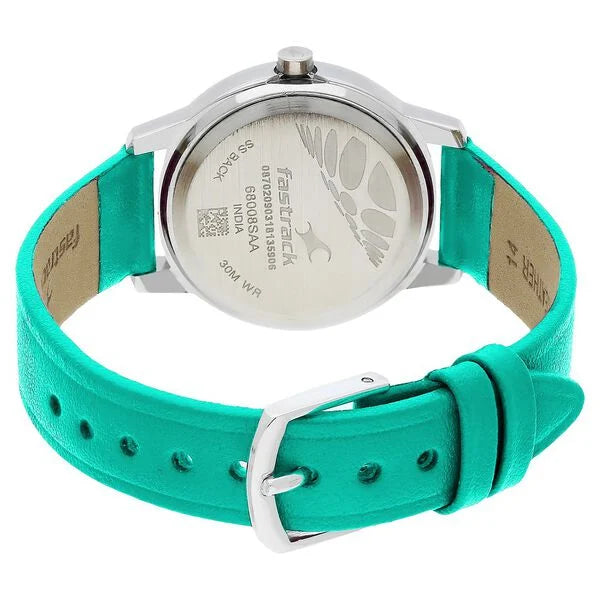 Fastrack Tropical Waters Quartz Analog White Dial Leather Strap Watch for Girls NR68008SM06 - KRISHNA WATCH COMPANY