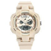 Fastrack Street Line Quartz Analog Digital Off White Dial PU Strap Watch for Girls nr68016pp03