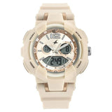 Fastrack Street Line Quartz Analog Digital Off White Dial PU Strap Watch for Girls nr68016pp03