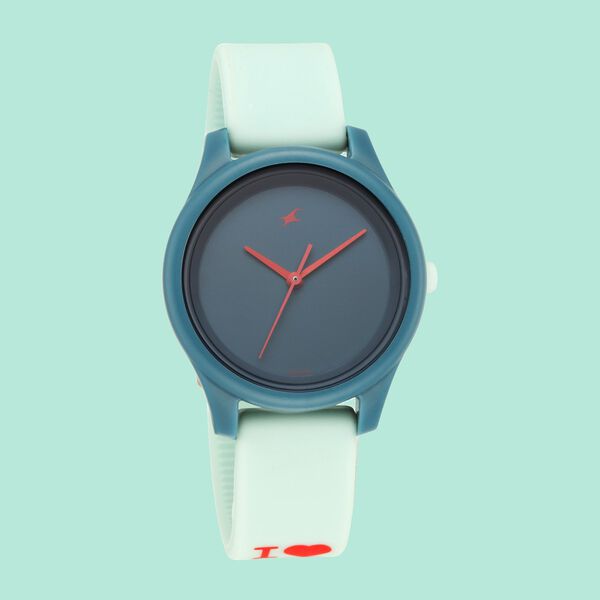 Fastrack Monochrome Quartz Analog Blue Dial Silicone Strap Watch for Girls ns68023pp03w / 68023pp03 - KRISHNA WATCH COMPANY