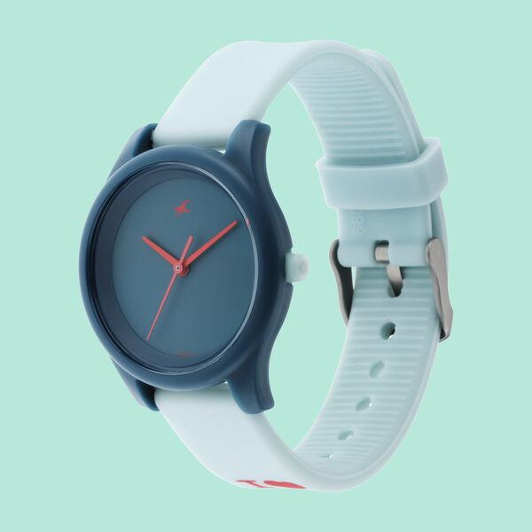 Fastrack Monochrome Quartz Analog Blue Dial Silicone Strap Watch for Girls ns68023pp03w / 68023pp03 - KRISHNA WATCH COMPANY