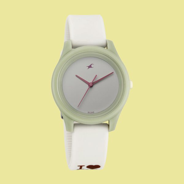 Fastrack Monochrome Quartz Analog Grey Dial Silicone Strap Watch for Girls ns68023pp04w - KRISHNA WATCH COMPANY