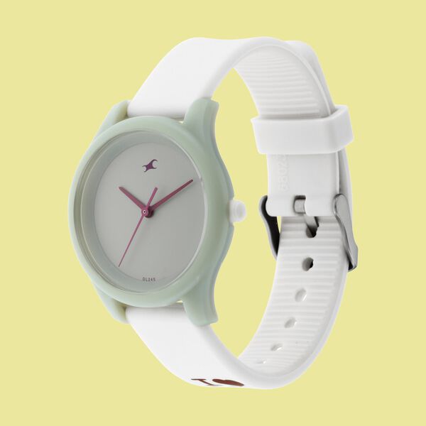Fastrack Monochrome Quartz Analog Grey Dial Silicone Strap Watch for Girls ns68023pp04w - KRISHNA WATCH COMPANY
