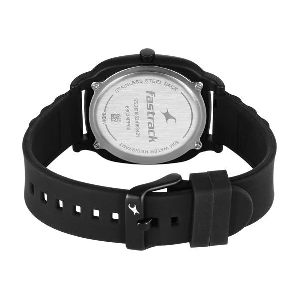Fastrack Hype All Black Quartz Analog Black Dial With Black Silicone Strap Watch For Unisex 68034pp06w - KRISHNA WATCH COMPANY