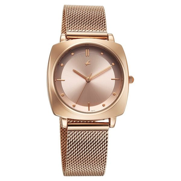 Fastrack Stunners X Quartz Analog Rose Gold Dial Stainless Steel Strap Watch For Girls 68043wm01 - KRISHNA WATCH COMPANY
