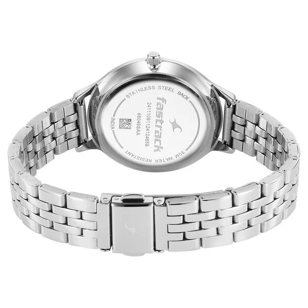 Fastrack Stunners X Quartz Analog Ivory Dial Stainless Steel Strap Watch For Girls 68046sm02 - KRISHNA WATCH COMPANY