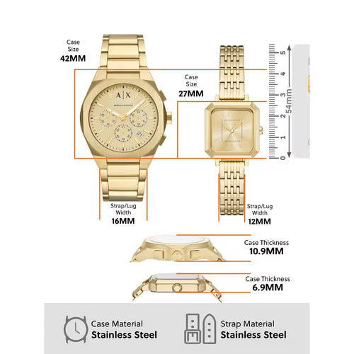 Armani Exchange Sync Set Of 2 His and Her Bracelet Watch - AX7171SET - KRISHNA WATCH COMPANY