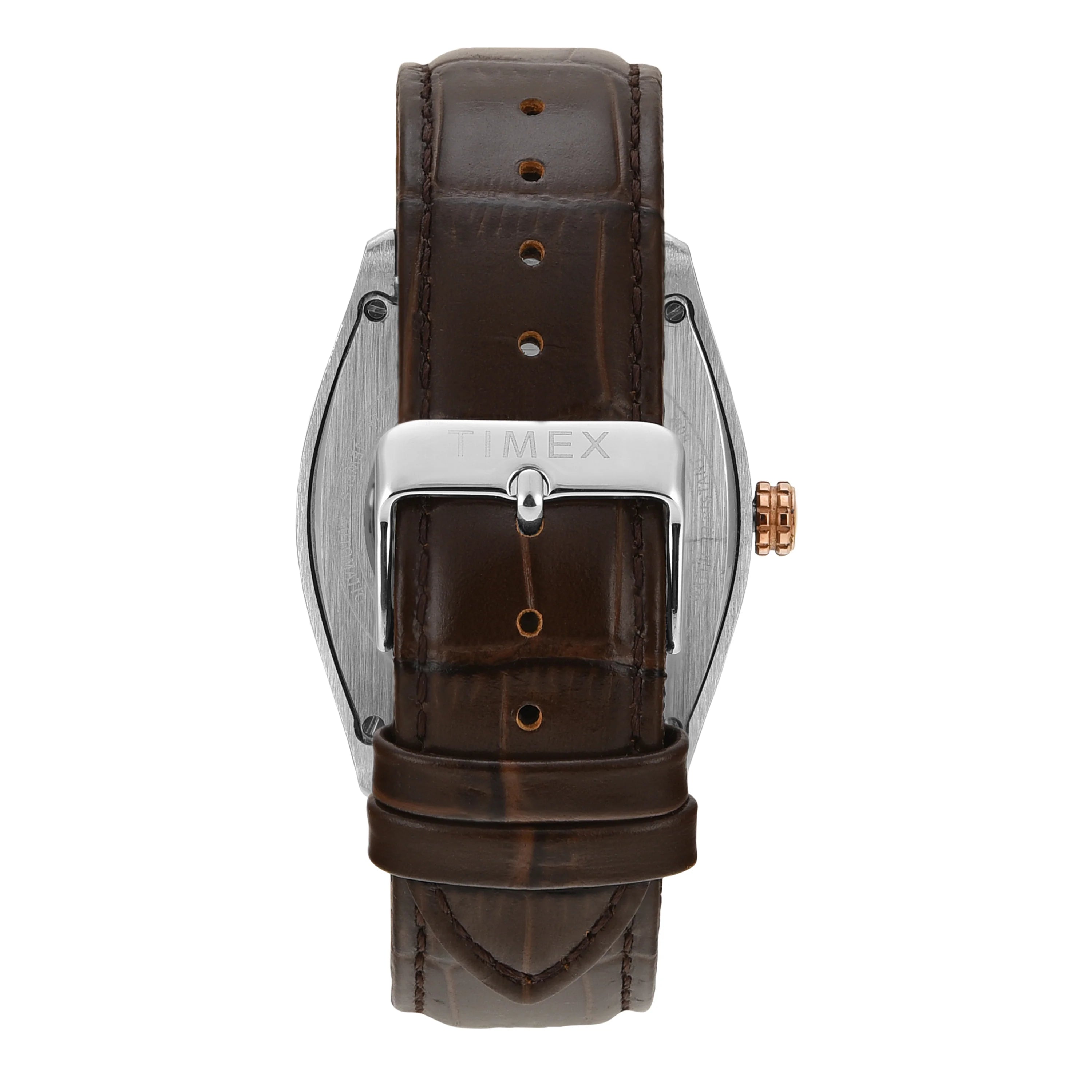 Timex Automatic Silver Tonneau Dial Croco Strap Men's Watch - TWEG25901 - KRISHNA WATCH COMPANY