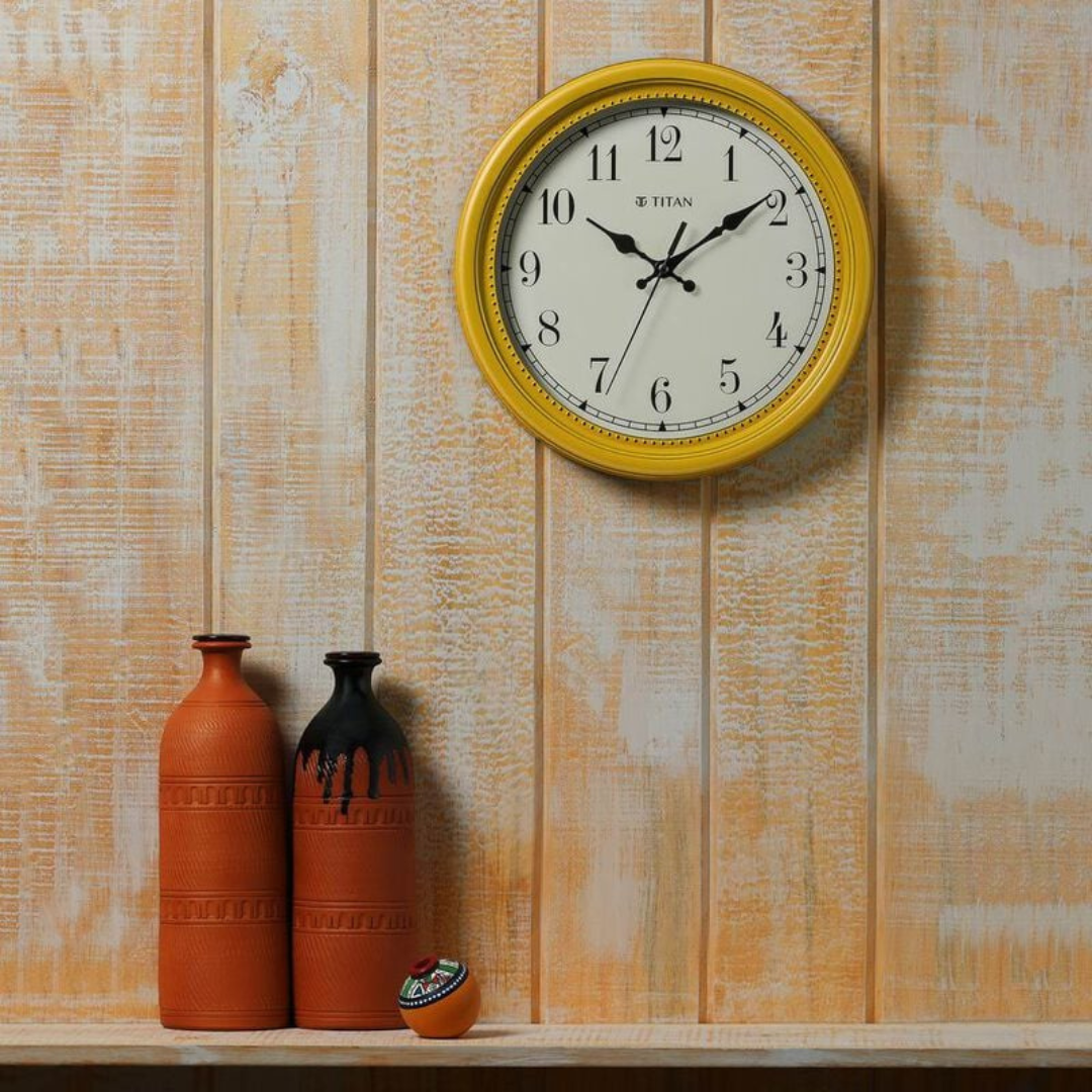 Contemporary Distressed Finish White Wall Clock with Silent Sweep Technology - 30 cm x 30 cm (Medium) W0042PA01A - KRISHNA WATCH COMPANY