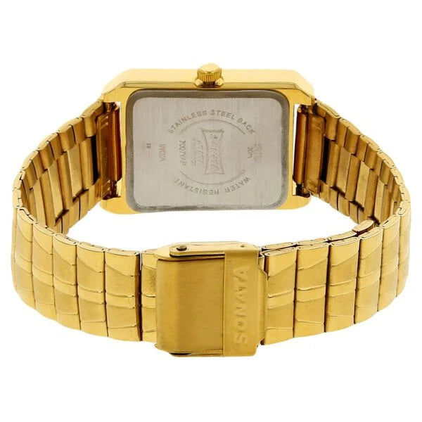 Sonata Quartz Analog Champagne Dial Stainless Steel Strap Watch for Men ns7007ym05 - KRISHNA WATCH COMPANY