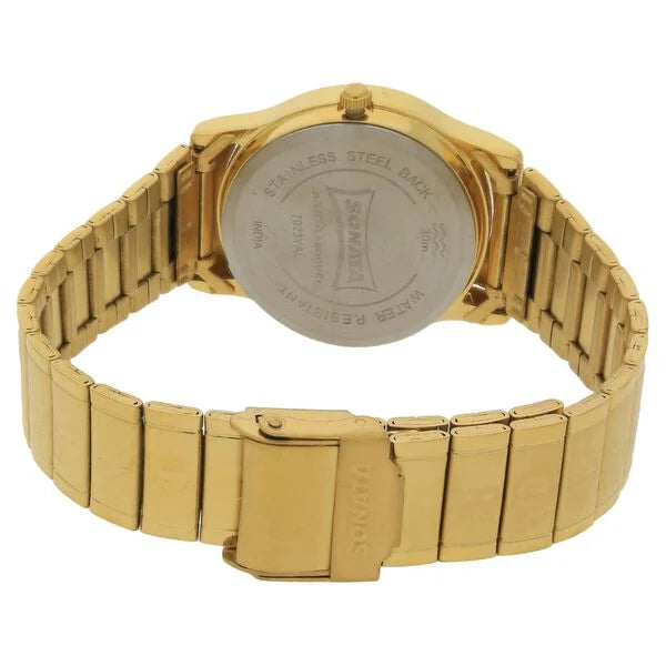 Champagne Dial Golden Stainless Steel Strap Watch - 7023YM09 - KRISHNA WATCH COMPANY