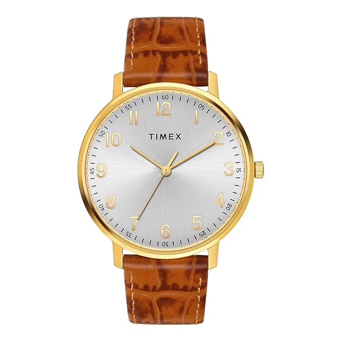 Timex Arabic Silver Dial Tan Croco leather Strap Men's Watch - TW0TG8026 - KRISHNA WATCH COMPANY