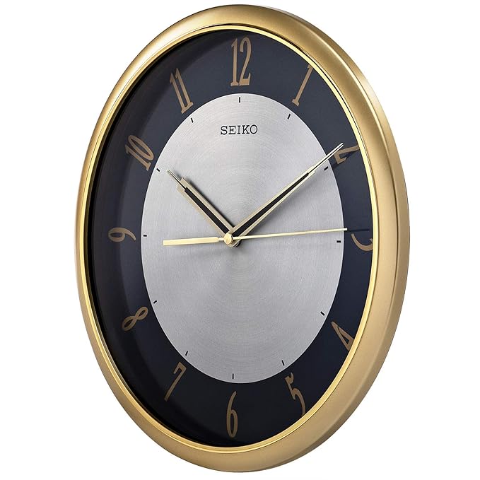 SEIKO Plastic Golden Round Wall Clock (31 x 31 x 4.3 cm, Large) QXA753GN - KRISHNA WATCH COMPANY
