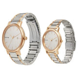 Sonata Quartz Analog with Date White Dial Metal Strap Watch for Couple 713187029KM019P