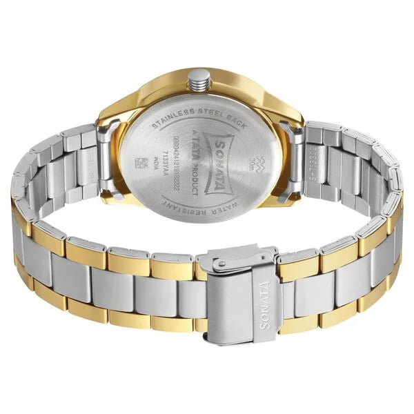 Sonata Quartz Analog with Day and Date Silver Dial Watch for Men - 7133BM03 - KRISHNA WATCH COMPANY
