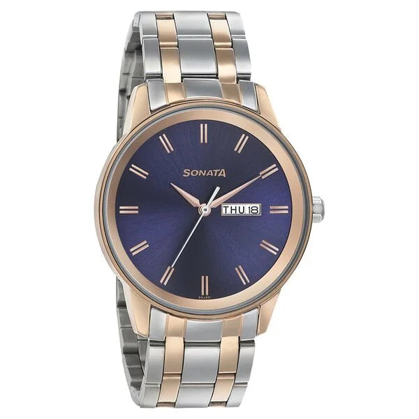 Wedding Edition - Blue Dial Bimetal Strap Watch - 7133KM02 - KRISHNA WATCH COMPANY