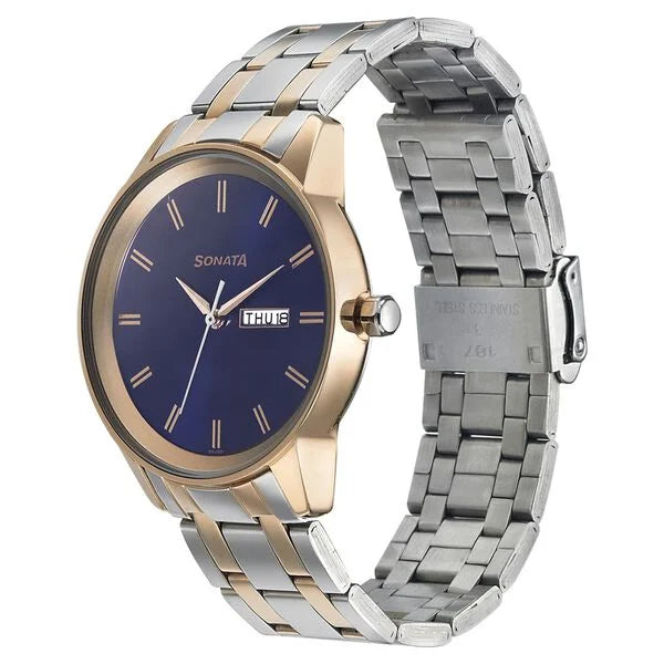 Wedding Edition - Blue Dial Bimetal Strap Watch - 7133KM02 - KRISHNA WATCH COMPANY