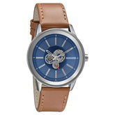 Sonata skeleton Unveil Watch With Blue Dial & Leather Strap 7133SL02