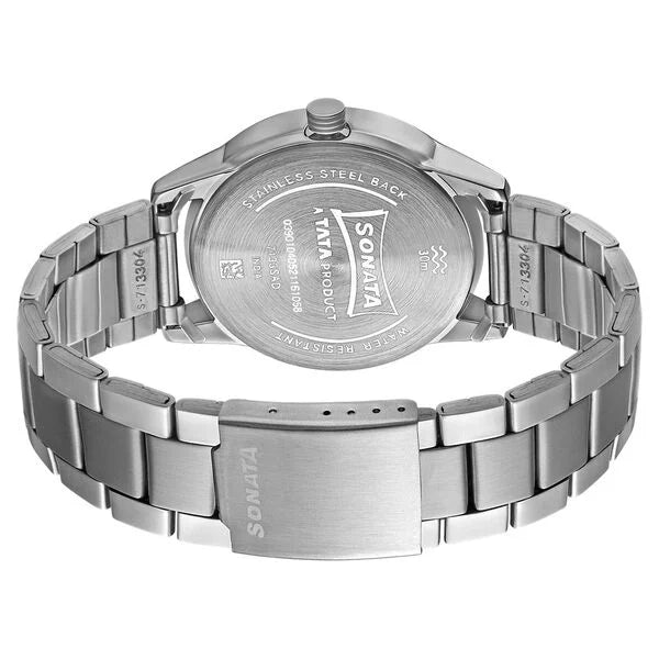 Sonata Quartz Multifunction Black Dial Stainless Steel Strap Watch for Men nr7133sm01 - KRISHNA WATCH COMPANY