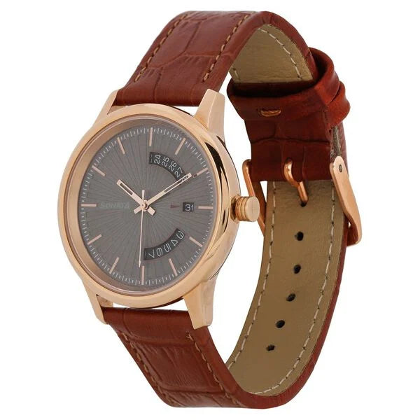 Sonata Quartz Analog with Date Grey Dial Leather Strap Watch for Men nr7134wl02 / 7134wl02 - KRISHNA WATCH COMPANY