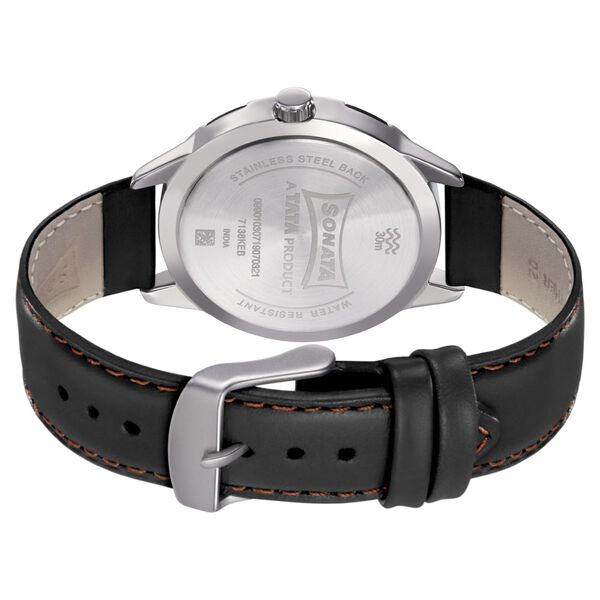 Sonata Quartz Analog White Dial Leather Strap Watch for Men - 7138KL01 - KRISHNA WATCH COMPANY