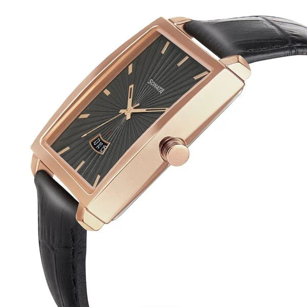 Sonata Quartz Analog Leather Strap Watch for Men 7143wl01 - KRISHNA WATCH COMPANY