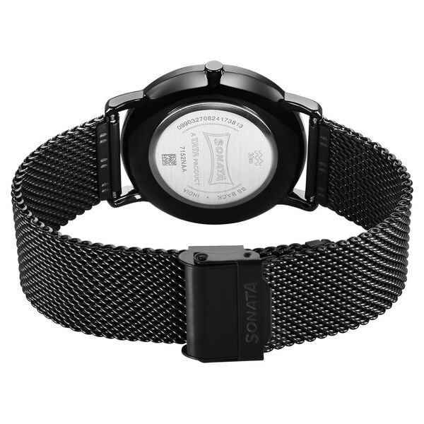 Sonata Sleek Quartz Analog Black Dial Black Stainless Steel Strap Watch For Men 7152nm02 - KRISHNA WATCH COMPANY