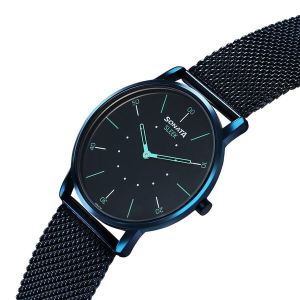 Sonata Sleek Quartz Analog Blue Dial Blue Watch For Men - 7152QM02 - KRISHNA WATCH COMPANY