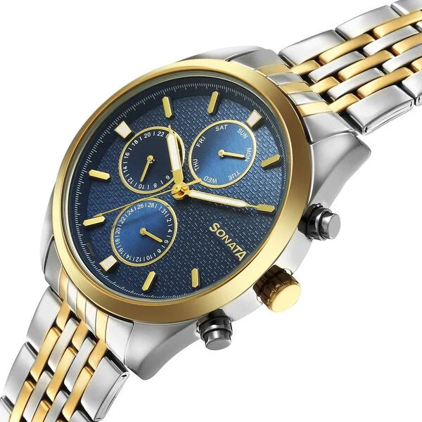 Sonata Magna Quartz Multifunction Watch For Men - 7155BM01 - KRISHNA WATCH COMPANY