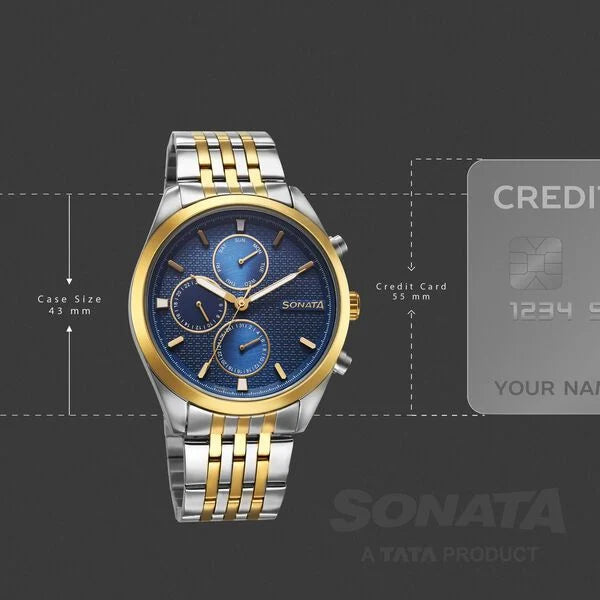 Sonata Magna Quartz Multifunction Watch For Men - 7155BM01 - KRISHNA WATCH COMPANY