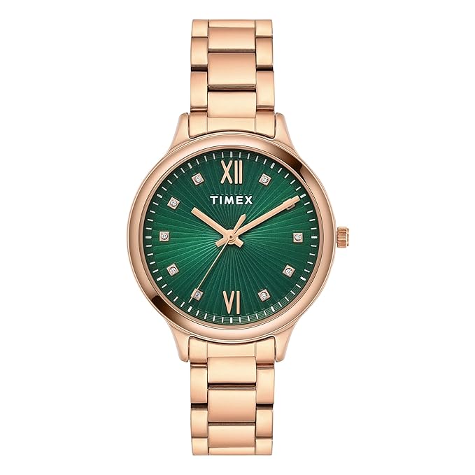 Timex Trendline Round 34mm Green Dial Analog Women Watch - TWTL12115 - KRISHNA WATCH COMPANY