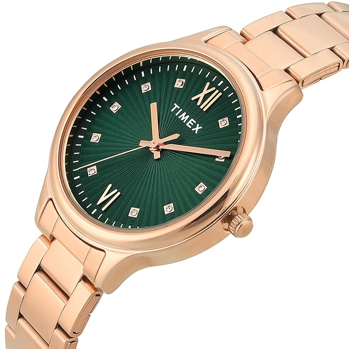 Timex Trendline Round 34mm Green Dial Analog Women Watch - TWTL12115 - KRISHNA WATCH COMPANY