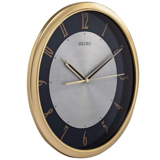 SEIKO Plastic Golden Round Wall Clock (31 x 31 x 4.3 cm, Large) QXA753GN - KRISHNA WATCH COMPANY