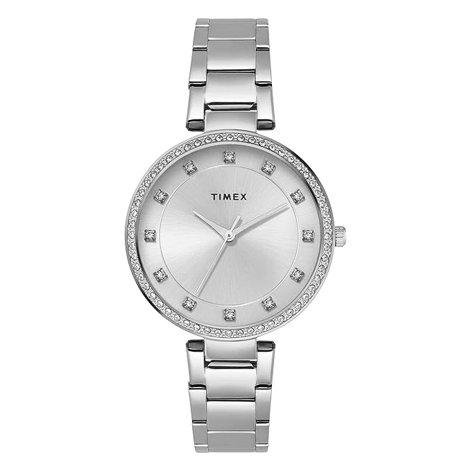 TIMEX Silver Round Dial Analog Women's Watch - TWEL18730 - KRISHNA WATCH COMPANY