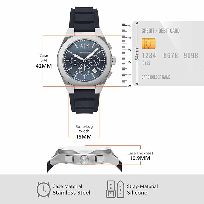 Armani Exchange Blue Quartz Silicone Watch AX4185 - KRISHNA WATCH COMPANY
