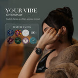 Noise Diva Araya Smartwatch for Women with AMOLED Display (850 Nits), 60 Precision-Set Crystals, Cycle Tracking, Skin Temperature, SOS with Live Location, 100+ Watch Faces - Iconic Silver