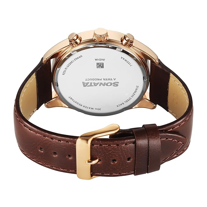 Sonata Magna Quartz Round Dial Men's Analog Watch - 7155WL01