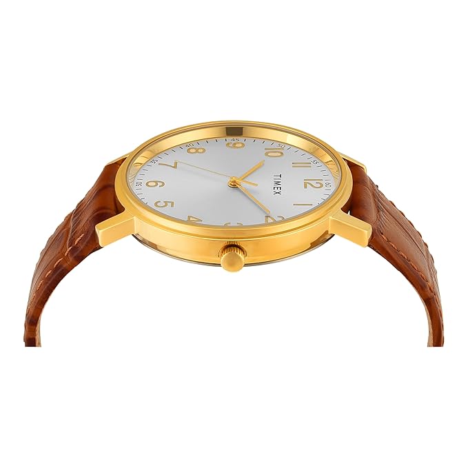 Timex Arabic Silver Dial Tan Croco leather Strap Men's Watch - TW0TG8026 - KRISHNA WATCH COMPANY