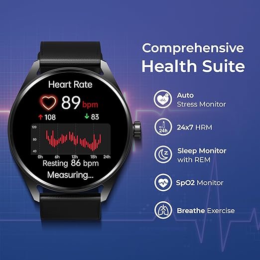 Titan Crest with 3.63 cm AMOLED Display with AOD, Functional Crown, BT Calling, Premium Smartwatch with Teal Strap 90197ap03 - KRISHNA WATCH COMPANY