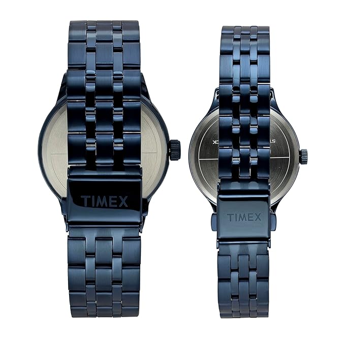 TIMEX Blue Round Dial Analog Pair's Watch - TW00PR319 - KRISHNA WATCH COMPANY