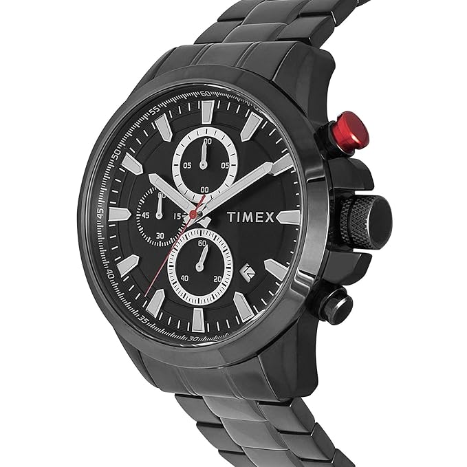 Timex E Class Men's Black Dial Round Case Chronograph Function Watch -TWEG19301 - KRISHNA WATCH COMPANY