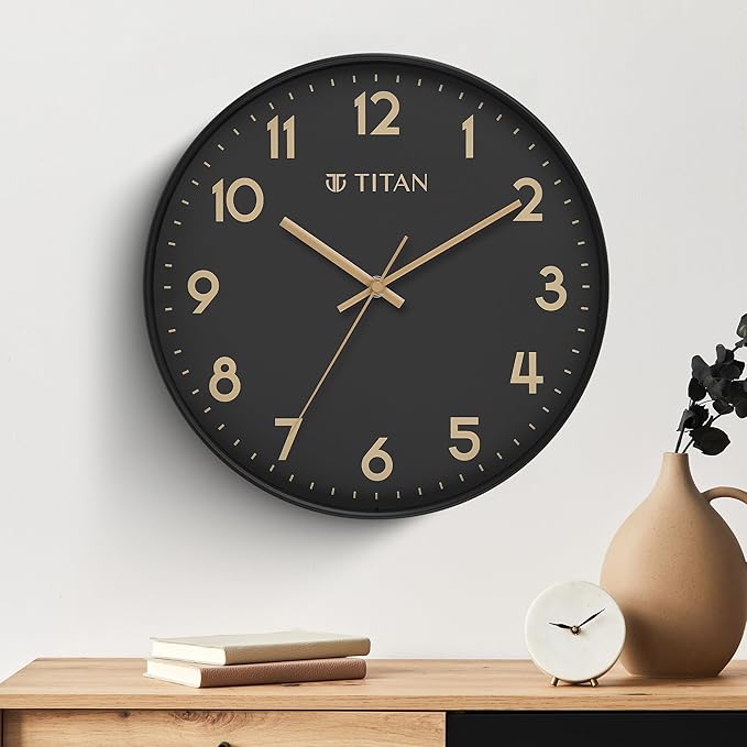 Titan Essence Classic Analog Wall Clock - Black W0094PA02 - KRISHNA WATCH COMPANY